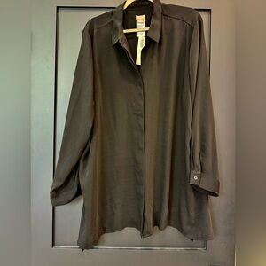 NWT Chico’s Black Button-Up Tunic Top  Shirt Blouse size 20